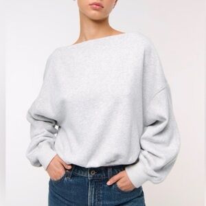 Abercrombie & Fitch Light Gray Off-Shoulder Sweater